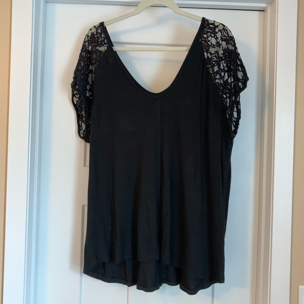 Black lace sleeve top